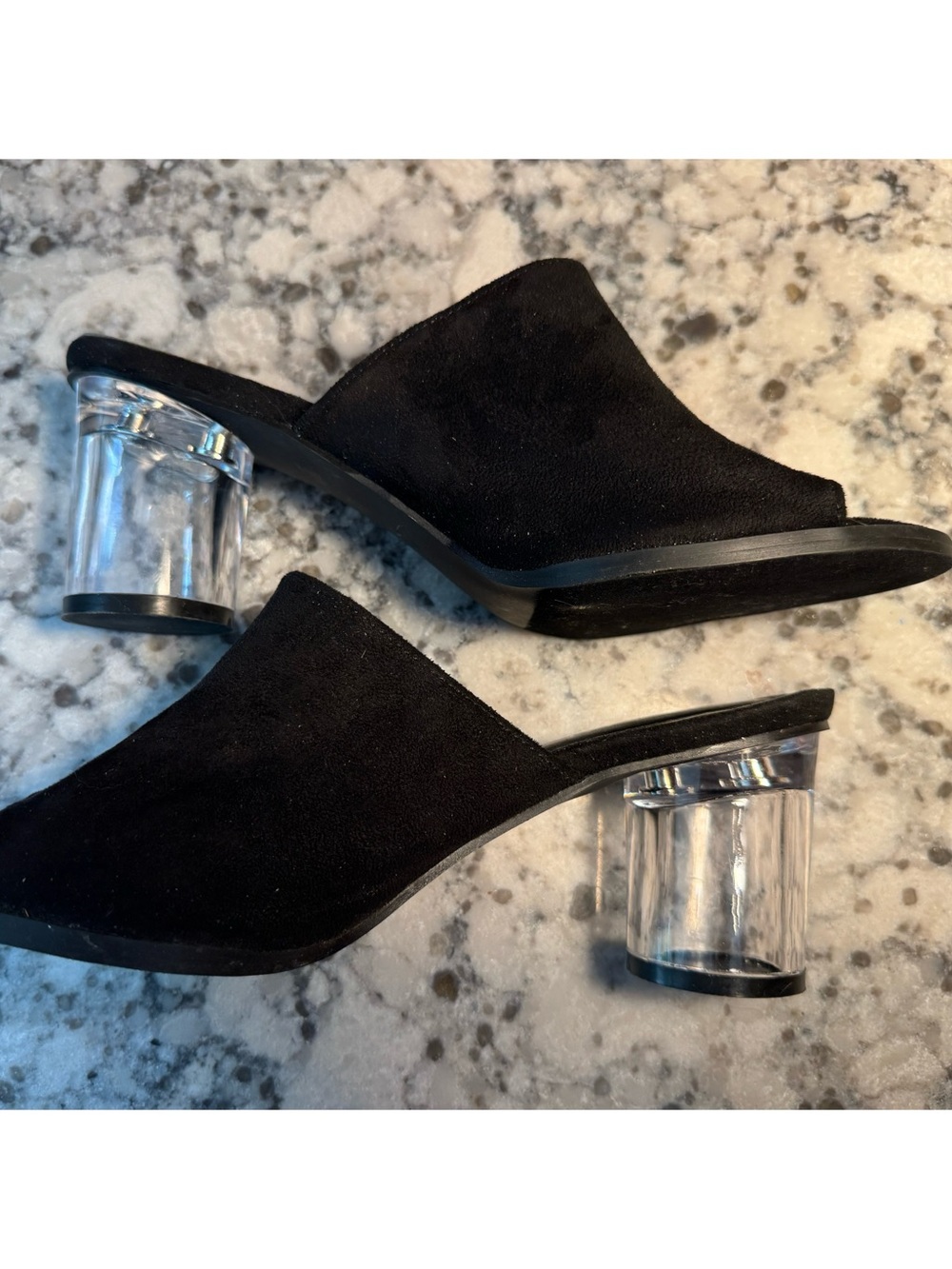Liliana Black Open-Toe Mule Acrylic Heel Slides